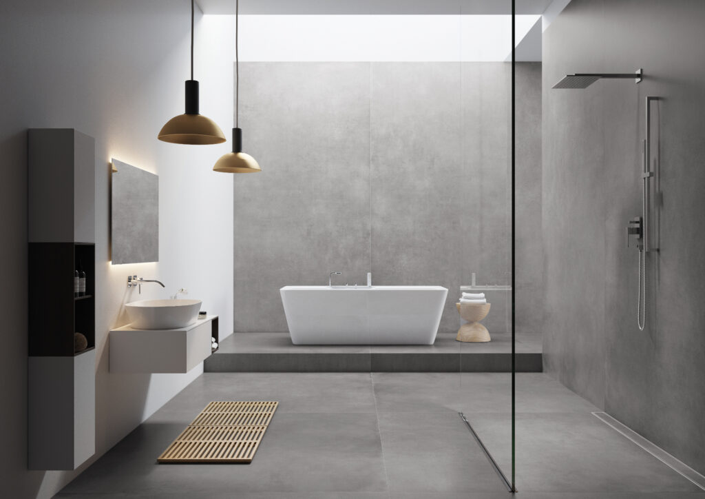 concrete graphite style bathroom