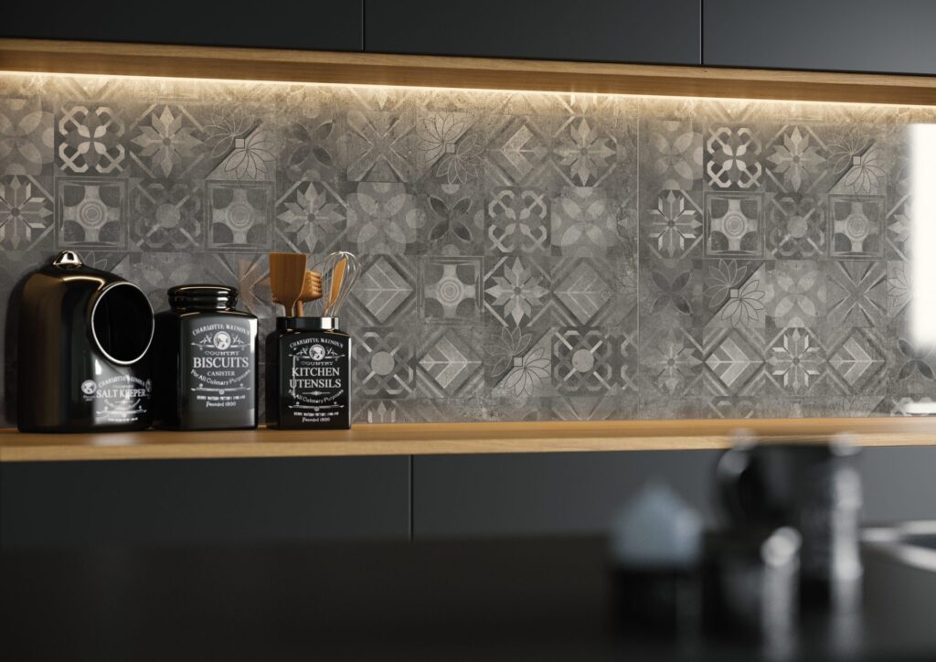 backsplash tile ideas kitchen black and gold